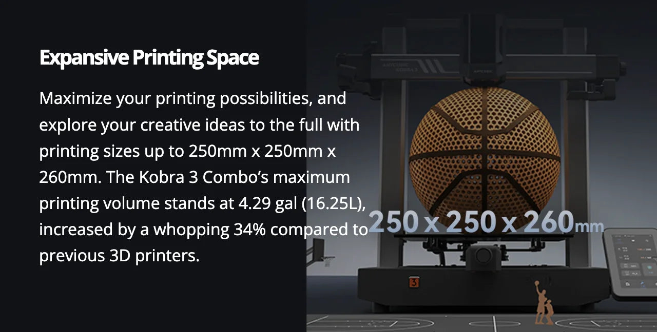 Anycubic KOBRA 3 COMBO Print Size 250*250*260mm High Speed Max 600mm/s