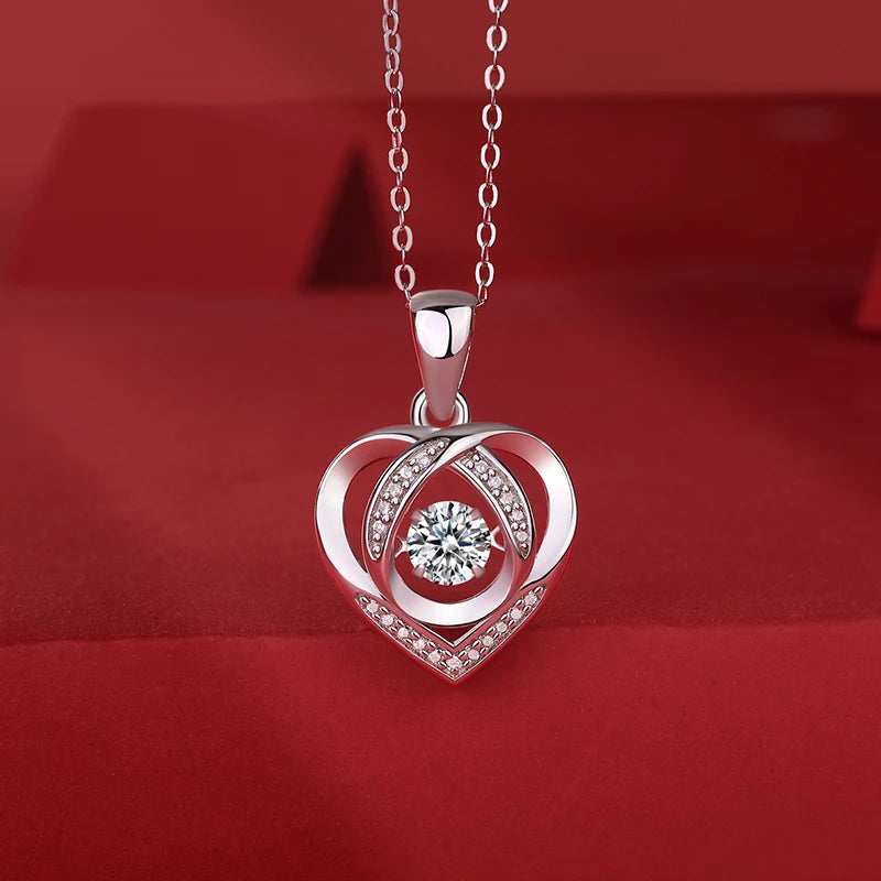 Hot Sale S925 Heart Shape Moissanite Pendant Necklace Pass Diamond Tester Moissanite Necklace Valentine'S Day Gift Necklace