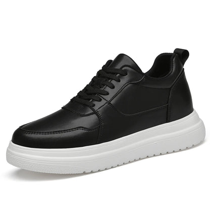 Men's Skateboarding Shoes Sneakers Skate Shoes Height Increasing Thick Sole Platform Leather Low-top Lace up Flats Casual