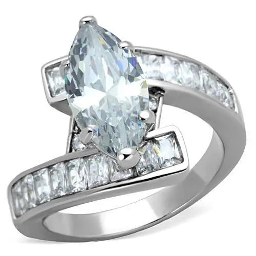 AJ TK1754 Fine Ring High Polished Stainless Steel with AAA Grade Clear CZ No Plating