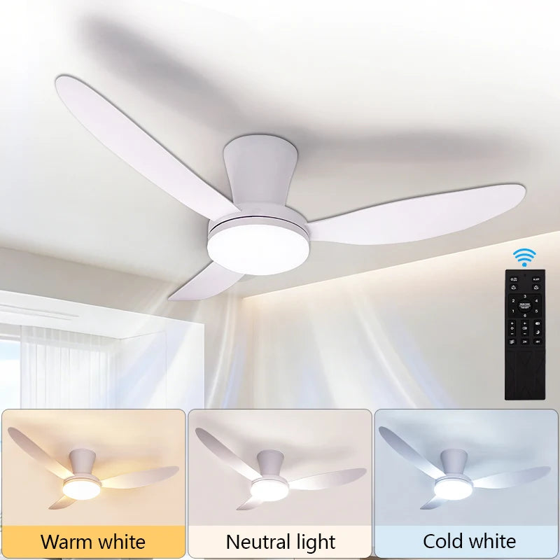 Modern Home Remodeling DC Motor Big 3/6 Blades Iron ABS 42-Inch Remote APP Control Timing Set LED Ceiling Fan with Light