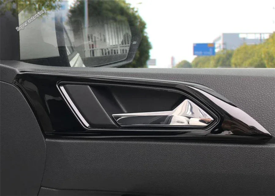 Center Control Gear Shift Panel Inner Door Armrest Handle Cover Trim Black Fit For VW Volkswagen Polo 2019 - 2023 Accessories