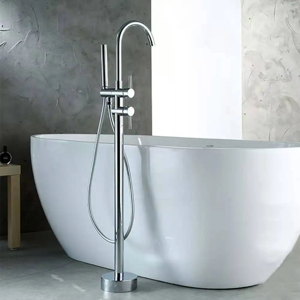 Hot Selling 5 Star Hotel Standard Luxury Chrome Gold Finish Bathtub Mixer Full Brass Bath Faucet Freestanding Bathtub Taps