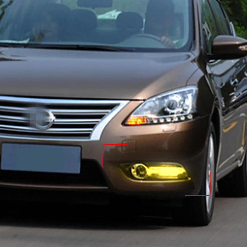 1 Set LED Daytime Running Lights Daylight Fog light cover with turn signal DRL For Nissan Sentra Sylphy 2012 2013 2014 2015