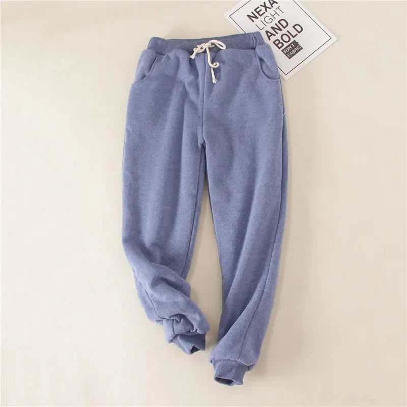 Lambskin Sweatpants Winter Women's Velvet  Autumn and Models Loose Thickening Was Thin Warm Pants