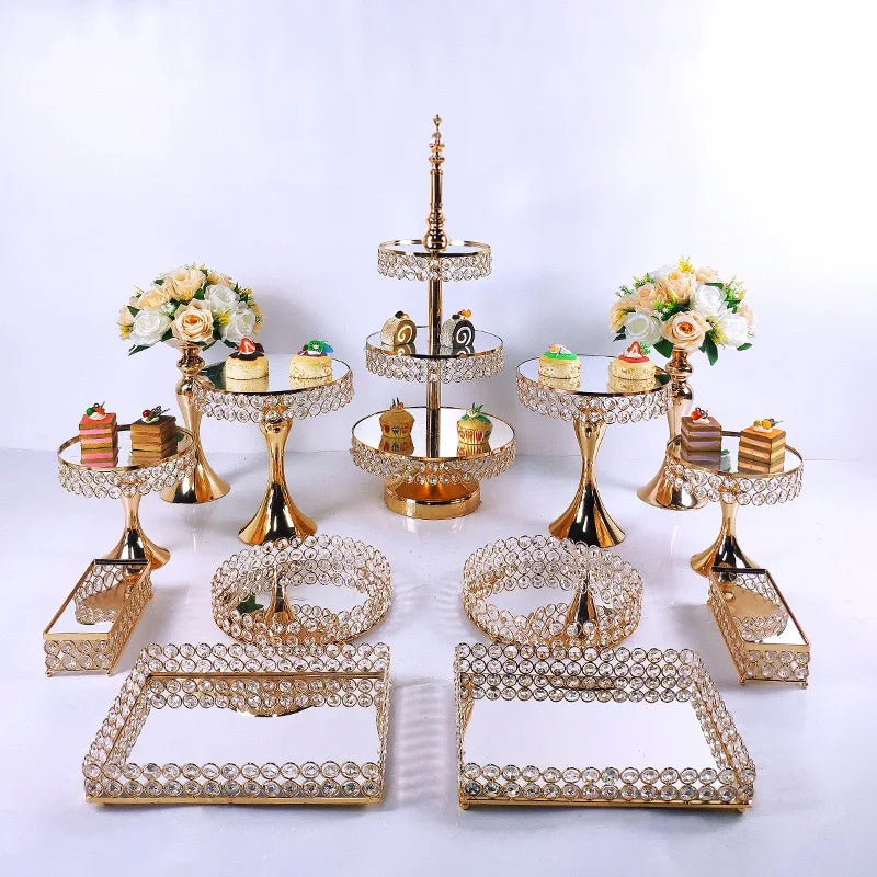 Wholesale Luxury Iron Cake Stands Set Gold Wedding Favor Cookware Tool for Kitchen Metal Cupcake Buffet Display Dessert Stand