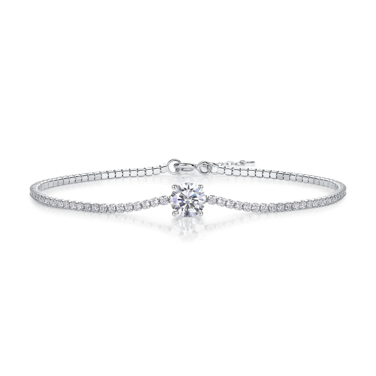 High Quality Sterling Silver 925 Tennis Chain Round Cutting Moissanite for Fine Jewelry Necklace Tennis Chain