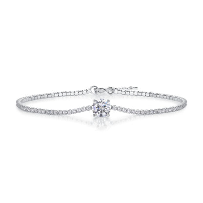 High Quality Sterling Silver 925 Tennis Chain Round Cutting Moissanite for Fine Jewelry Necklace Tennis Chain