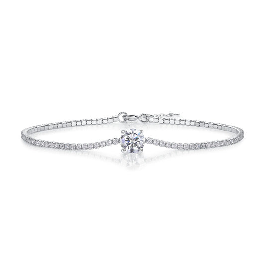 High Quality Sterling Silver 925 Tennis Chain Round Cutting Moissanite for Fine Jewelry Necklace Tennis Chain