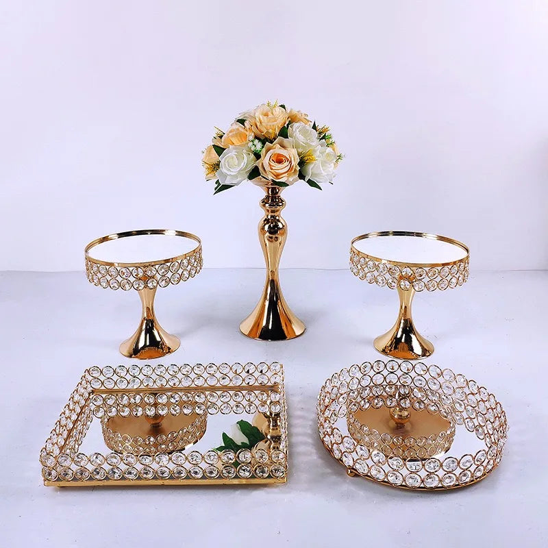 Wholesale Luxury Iron Cake Stands Set Gold Wedding Favor Cookware Tool for Kitchen Metal Cupcake Buffet Display Dessert Stand