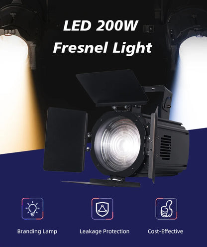 Vltg Industry Wholesale Price Portable Mini Led 200W Fresnel Spot Light Continuous Video Light