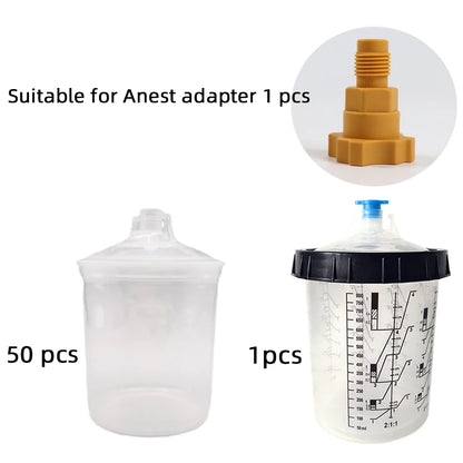 800ML  Spray Gun Disposable Gun Pot With Scale Plastic Transparent Paint Mixing Cup Disposable Measuring Cup With Adapter
