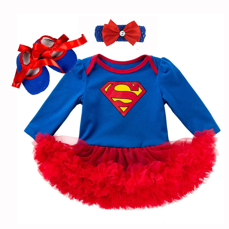 0-2Y 3pcs Girl Baby Summer Suit Novelty Costume Newborn Clothing Sets Bebe Dress Toddler Clothes Party Cosplay Gift 3 6 9 12 18M