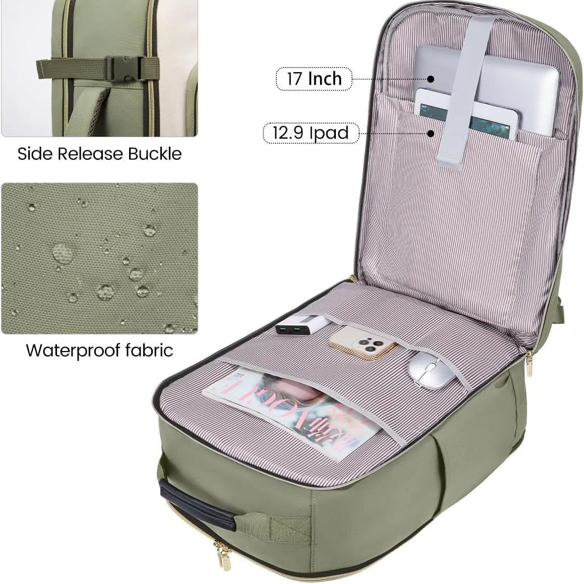 Cross-Border Color-Block Multi-Piece Set Oxford Waterproof Backpack Large Capacity for Business Trip Carry-On Luggage Laptop