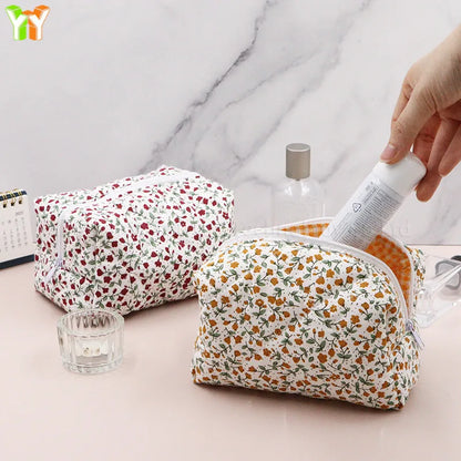 YY Handmade Cotton Makeup Bag for Women Aesthetic Girl for Toiletry Bag with Bow Detail National Style Handmade by Women
