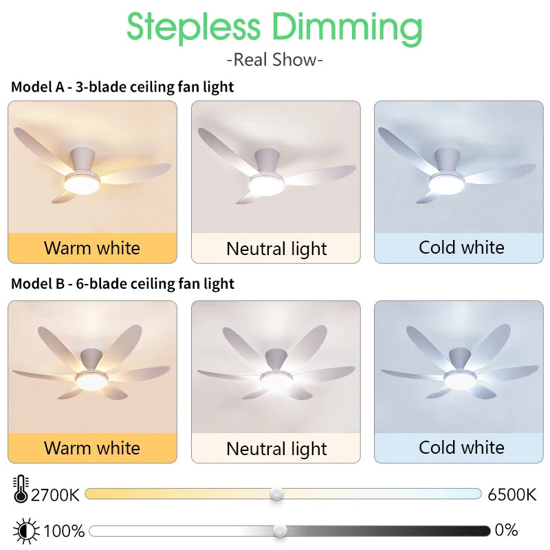 Poland in Stock Modern Dual Finish Blades 6-Speed Quiet DC Motor 3CCT LED Remote Control Patio Garage Ceiling Fan with Lights