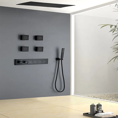Homein Sanitary Ware, American Warehouse in Stock, Thermostatic Shower Set, Matte Black, Multi-functional Bathroom Shower Set