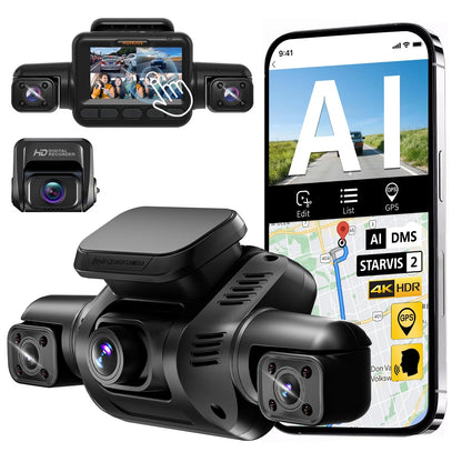 5 Channel Dash Cam Front Rear Left Right Car DVR 4K Dash Cam 360° Dash Cam Car Black Box with AI DMS 5G WiFi GPS CPL
