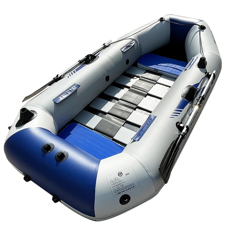 Hot Selling Solar Marine B230-1 230 CM 3 People PVC Inflatable Kayak Canoe Wooden Floor Fishing Boat With Oar Accessories