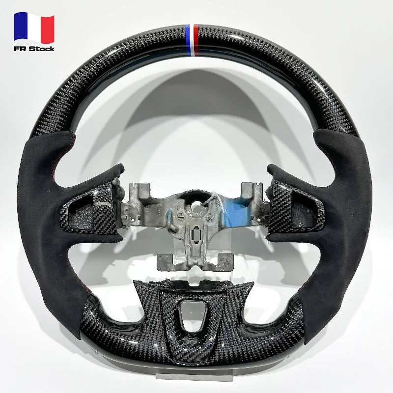 In Stock Flat-bottomed Sporty Glossy Carbon Fiber Alcantara Car Steering Wheel for Renault Megane 3 3RS