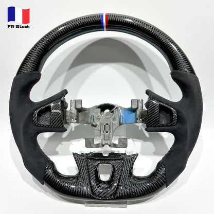 In Stock Flat-bottomed Sporty Glossy Carbon Fiber Alcantara Car Steering Wheel for Renault Megane 3 3RS