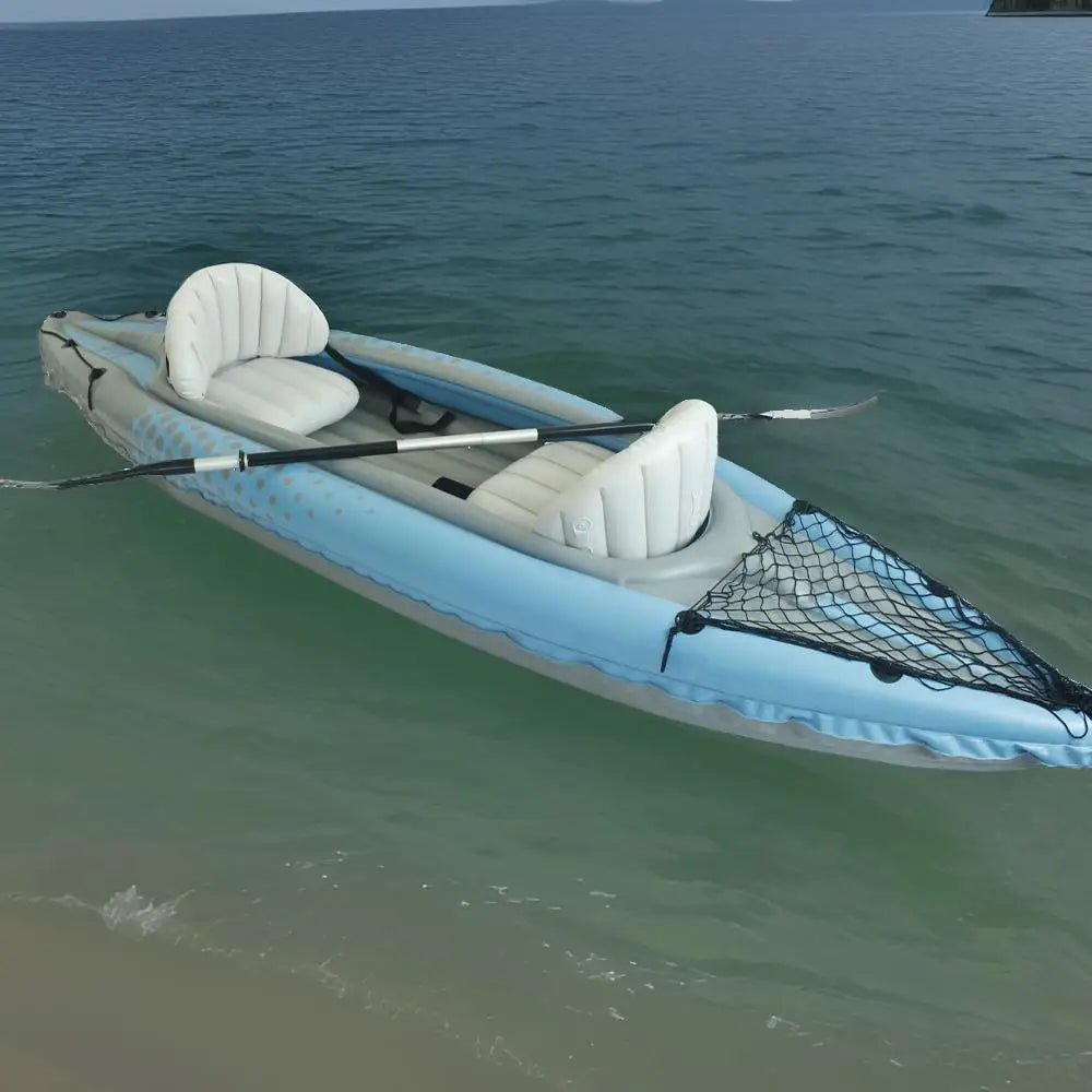 2-Person Inflatable Kayak with Aluminum Oars , High Output Air Pump  Double Tandem Kayak PVC Boat for Adults, Two Person Canoe