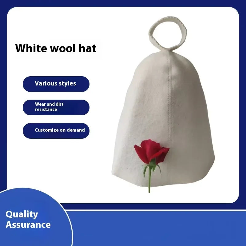 Wholesale Modern Design Natural Wool Felt High Temperature Insulation Bath Cap Customizable Logo with Pine Wood for Sauna Rooms