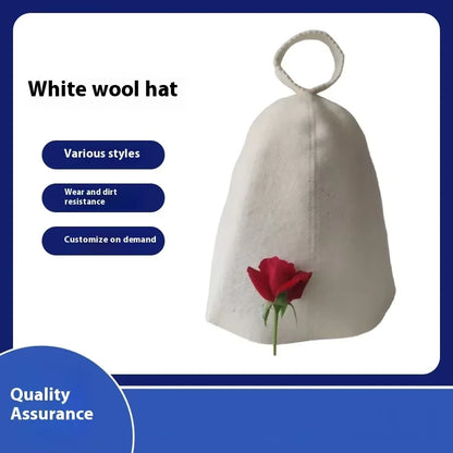Wholesale Modern Design Natural Wool Felt High Temperature Insulation Bath Cap Customizable Logo with Pine Wood for Sauna Rooms