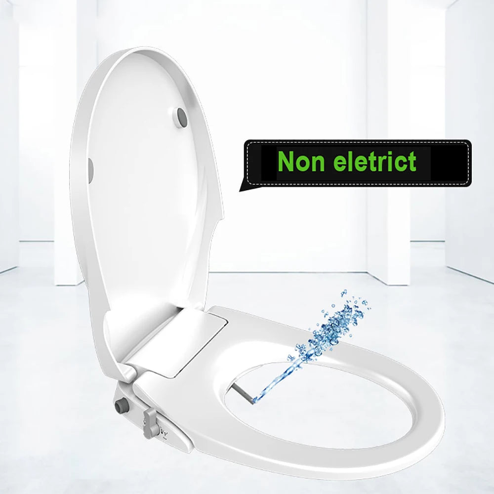 Dual Nozzle Plastic Toilet Seat Cover Vertical Spray Cold Water Eco-Friendly Soft Close Easy Installation Non-Electric Bathroom
