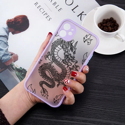 Fashion Purple Dragon Animal Pattern Phone Case For iPhone 16 15 14 13 12 11 Pro Max Mini SE 7 8 Plus Cover Glossy Hard Coque
