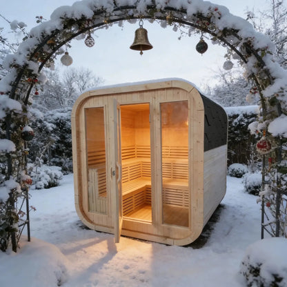 Newly Arrived Outdoor Cube Sauna Canadian Pine Durable Traditional Sauna for 4 People with Accessories
