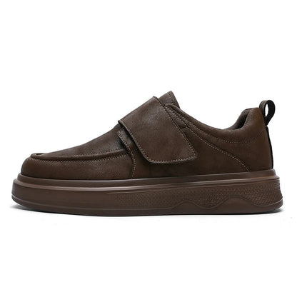 Retro Leather Boat Shoes Solid Round Toe Rubber Outsole EVA Midsole Cushioned All Seasons Men's Casual Work