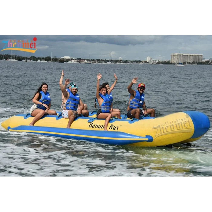 Zhenmei Wholesale 6-14 Person PVC Inflatable Banana Boat Towable Floating Boat Summer Water Game