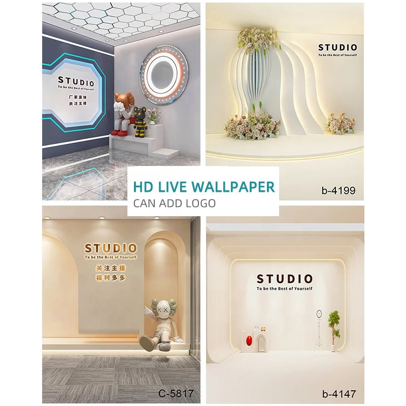 Minimalist  Corner Live Broadcast Room Custom 3d HD Live Photography Background Cloth