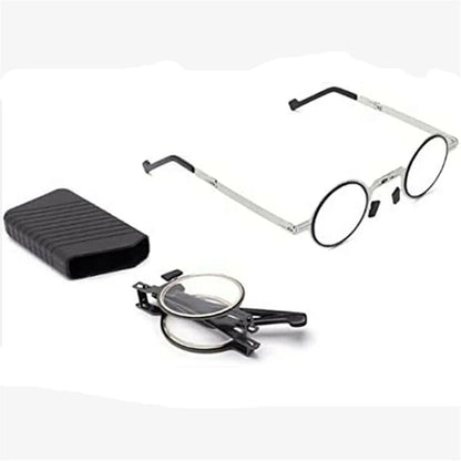 Men Women Fashion Retro Ultra Light Titanium Material Screwless Foldable Anti-Blue Reading Glasses