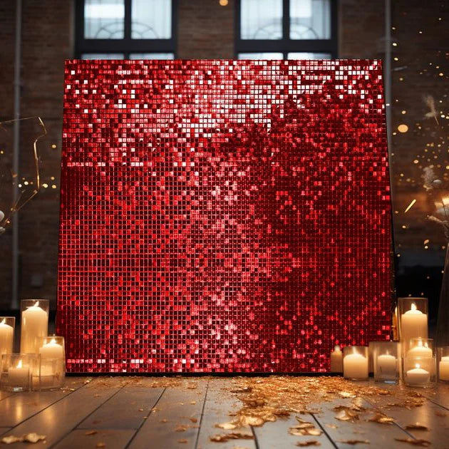 Birthday Backdrop Shimmer Sequin Backdrop Panels Shimmer Wall Red for Wedding Party Baby Shower Background Wall Decor