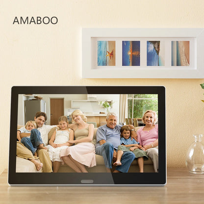 AMABOO 10.1 Inch WiFi Digital Photo Frame with LCD Screen Clock Video Playback Touchscreen