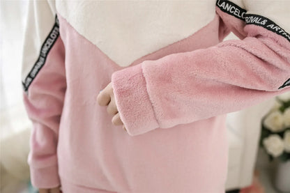 Women Pajamas Autumn Winter Flannel Warm Woman Sleepwear Korean cute Cartoon Pajama Set Fashion Pijama Mujer Home Cloth Pyjamas