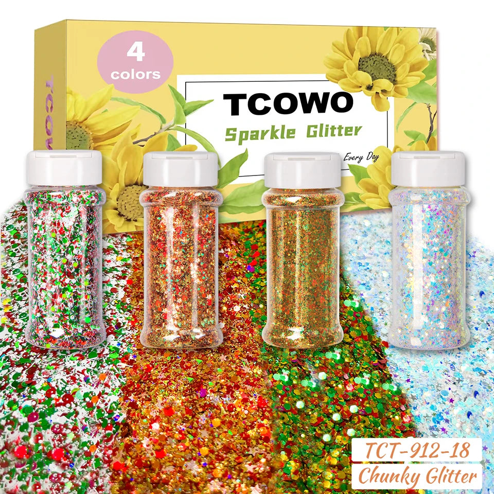 Local Stock 2OZ Shaker Packing Hexagon Shape Mix Chunky Glitter for Tumbler Nail Resin Christmas Decoration
