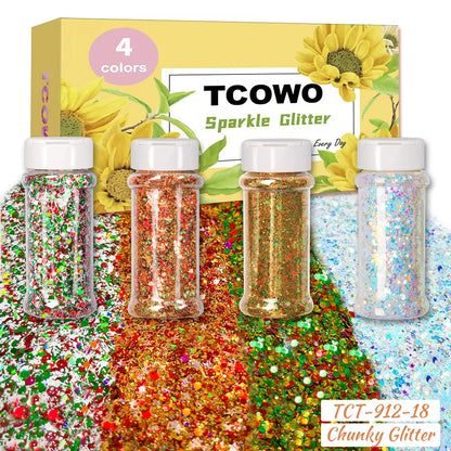 Local Stock 2OZ Shaker Packing Hexagon Shape Mix Chunky Glitter for Tumbler Nail Resin Christmas Decoration