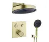 2 Way Built in Wall Concealed Mount Chrome Plated Brass Rainfall High Pressure Douche Square Thermostatic Shower Set