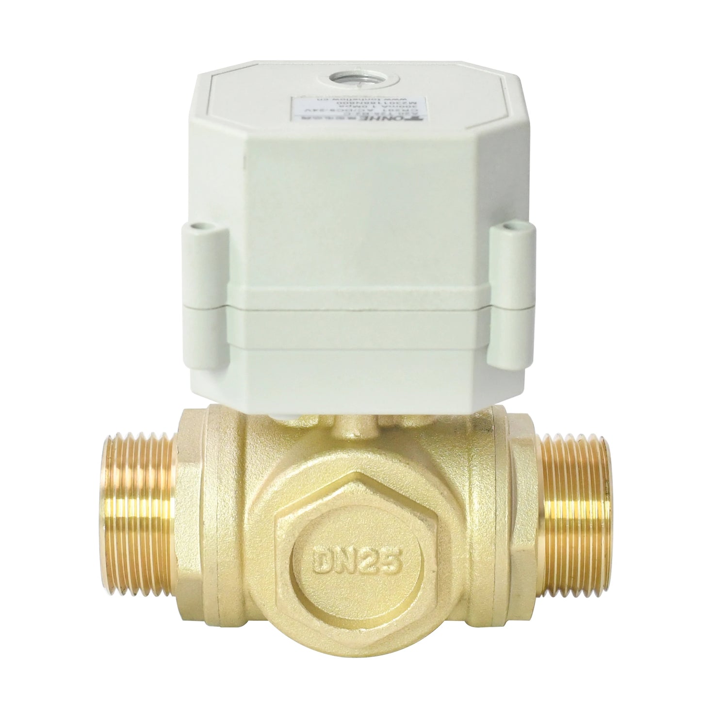 A20-T25-B3-C 3 Way L Port 1" DN25 NPT Brass CR202 DC9-24v Motorized Valve Male Thread