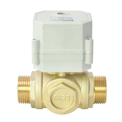 A20-T25-B3-C 3 Way L Port 1" DN25 NPT Brass CR202 DC9-24v Motorized Valve Male Thread