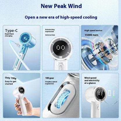 RYW Fan Factory FS2553 Portable 3000mAh USB Rechargeable Foldable Touch Control Handheld Fan Flashlight for Students Car Outdoor