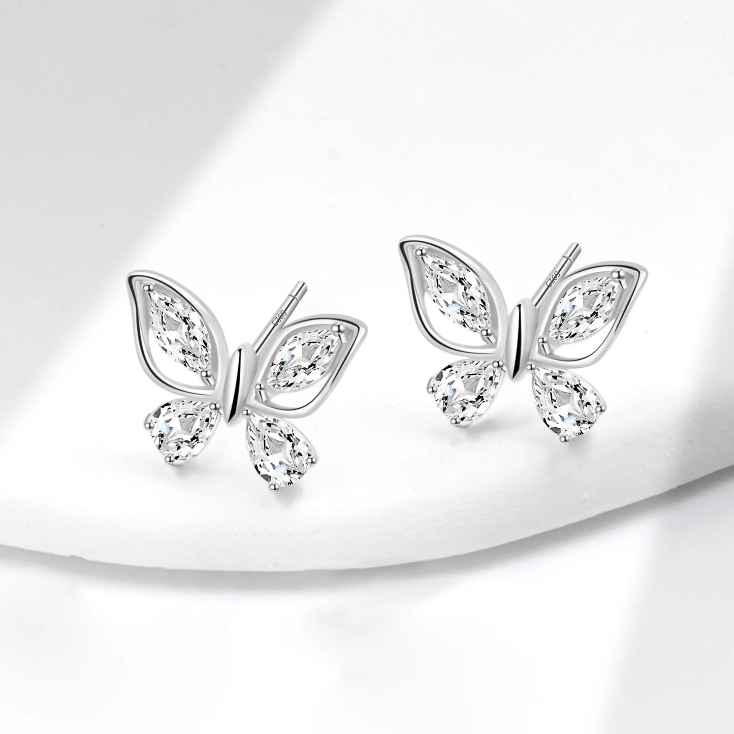 Butterfly Earrings Fashion Animal Jewelry Wholesale 925 Sterling Silver Zircon Cute Girl Gift Children 18K Gold Plated Jewelry