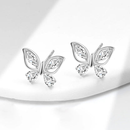 Butterfly Earrings Fashion Animal Jewelry Wholesale 925 Sterling Silver Zircon Cute Girl Gift Children 18K Gold Plated Jewelry