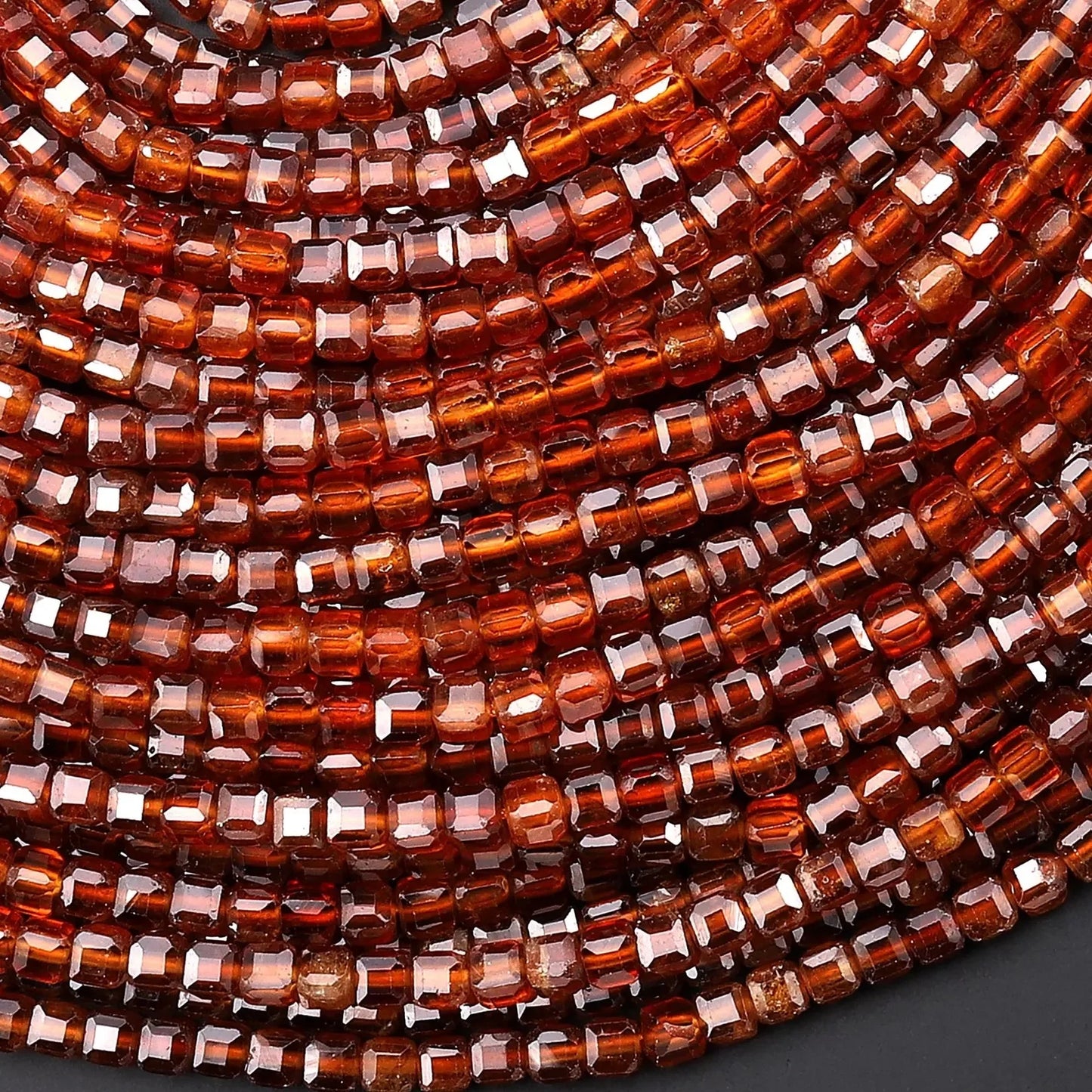 AAA Natural Orange Brown Hessonite Garnet Faceted 3mm Ball Beads 15.5" Strand Great Gems Unisex Casual Wedding Necklace