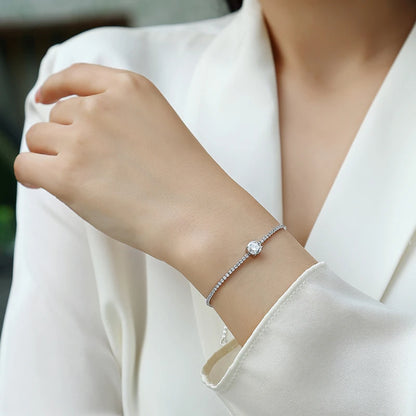 High Quality Sterling Silver 925 Tennis Chain Round Cutting Moissanite for Fine Jewelry Necklace Tennis Chain