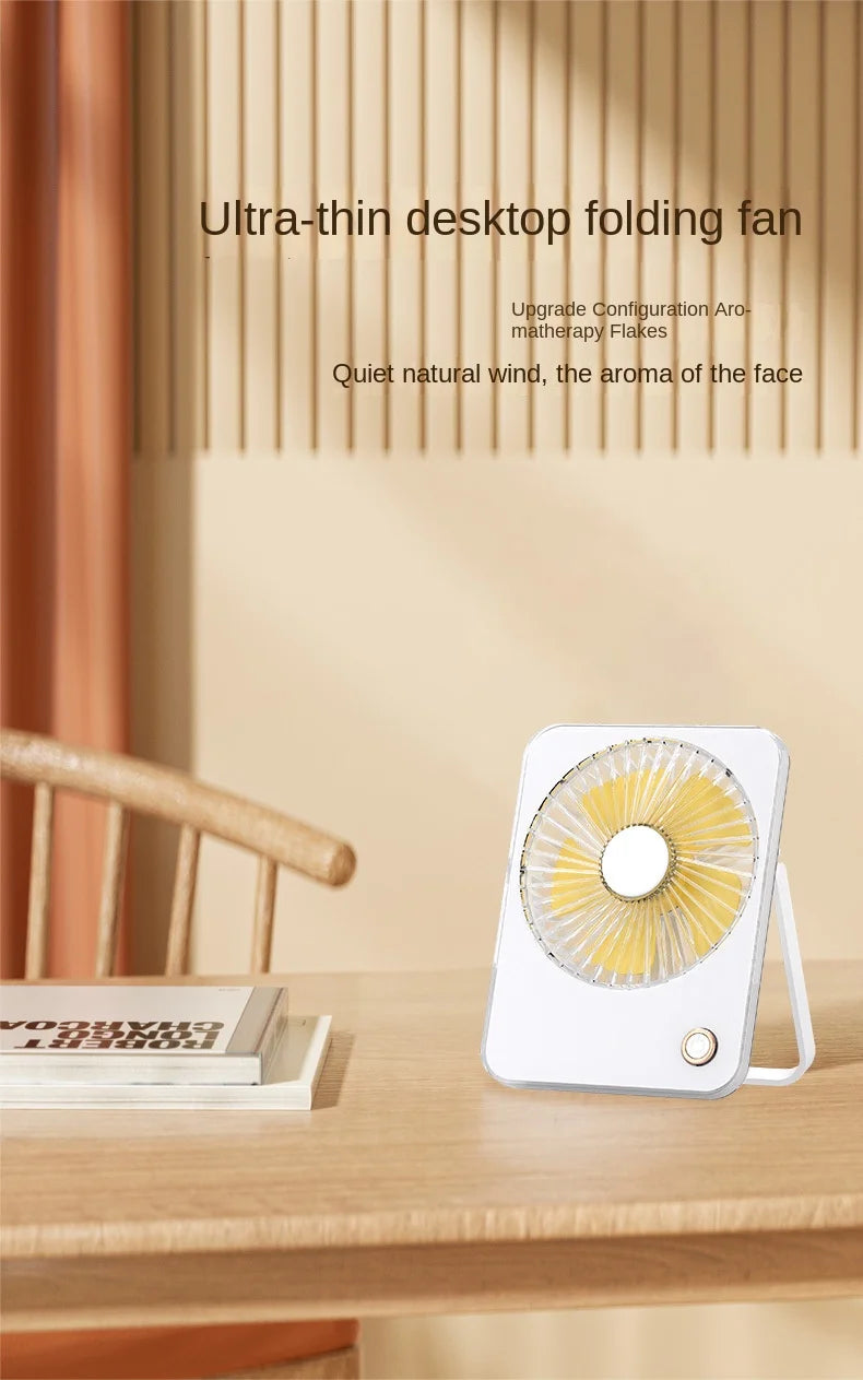2025 Ultra-Thin Mini USB Charging Four-Speed Plastic Air Cooling Fan Foldable Portable English Household Energy Efficient Class