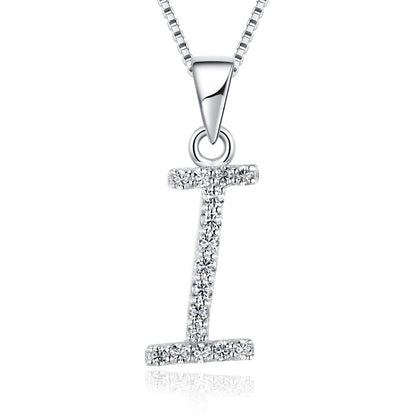 925 Sterling Silver Rhodium High Quality Plated 'Letter' Pendant Trendy Moissanite Necklace with Link Chain Tariff-Free Product